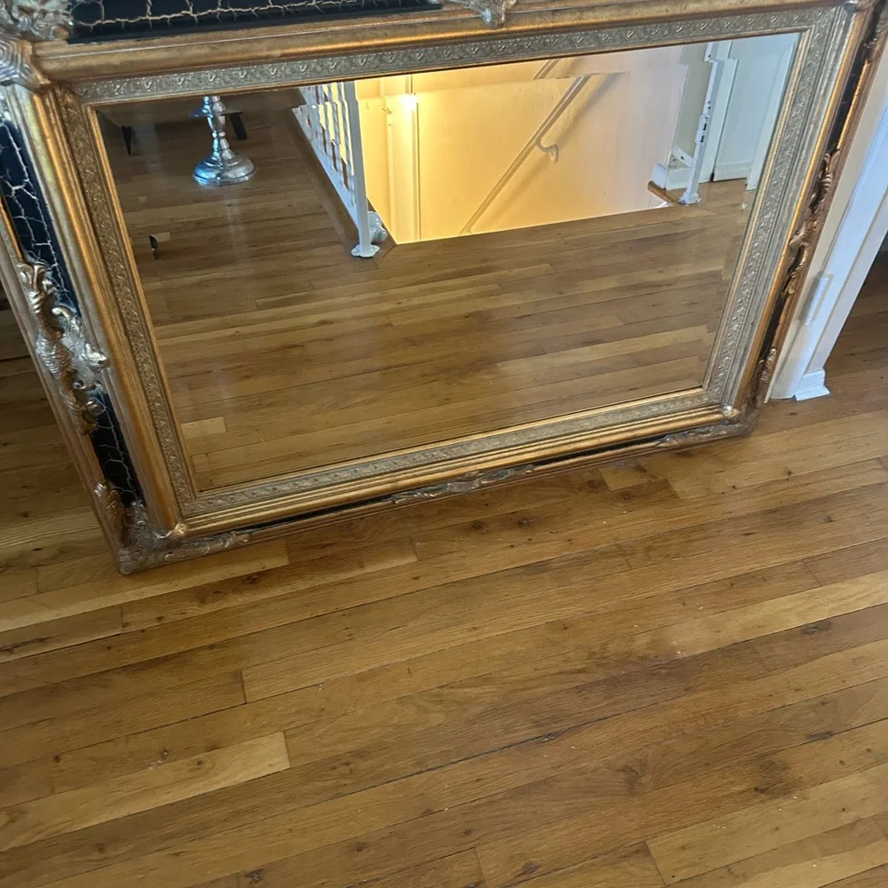 Vintage Gold and Black Ornate Wall Mirror